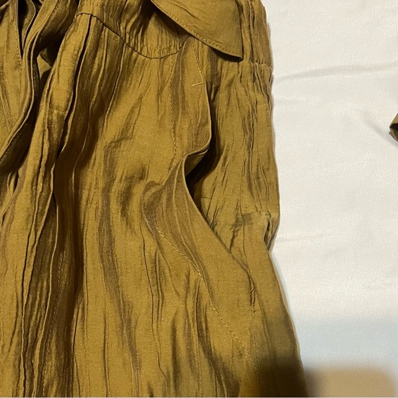 Zara Shirt Dress Tan Camel Color Pockets Belt Long Sleeve Size X-small Collar - Picture 14 of 15